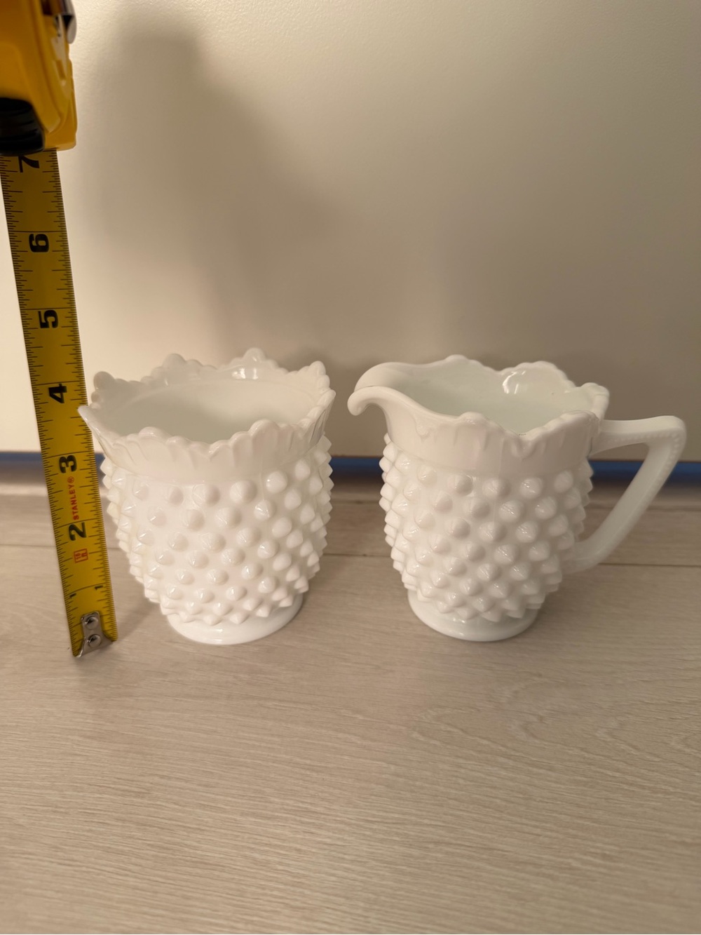Milk Glass Fenton Hobnail Creamer and Sugar Set - White
